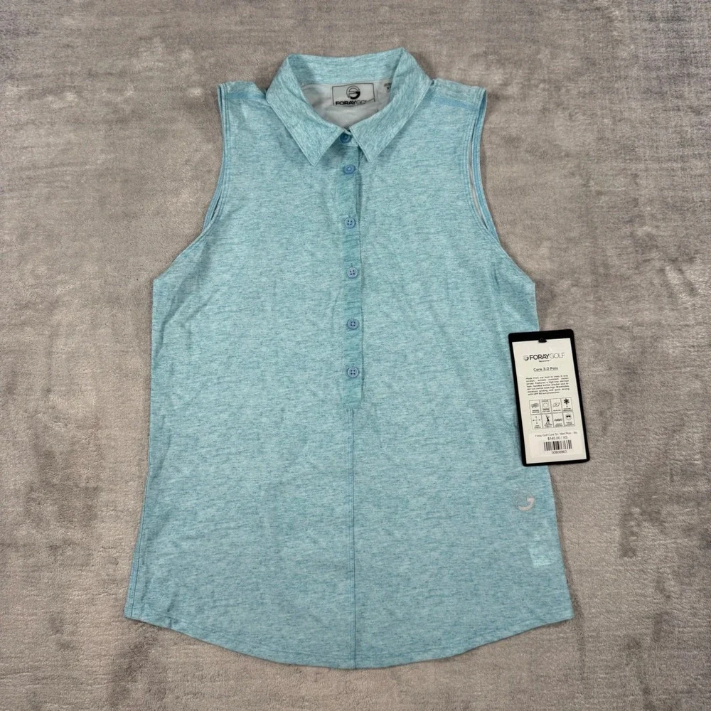 Foray Golf Shirt Women XS Blue Marl Core 3.0 Polo Sleeveless Performance NWT - Picture 1 of 10